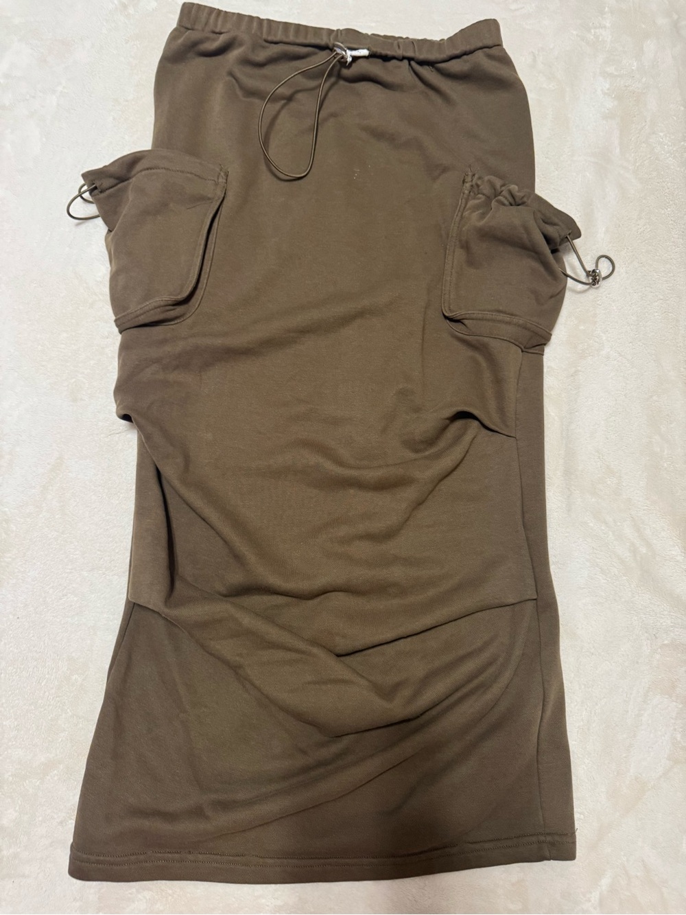 Brown Cargo Pocket Midi Skirt
